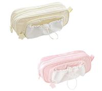 Générique Rosy Posy Pencil Case, 2025 New RosyPosy Kawaii Pencil Case, PencilCase Big Capacity, Large Capacity Drawstring Multi-Pocket Design, Waterproof, Soft (Pink+Yellow)