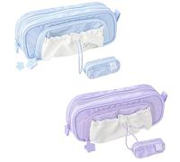 Générique Rosy Posy Pencil Case, 2025 New RosyPosy Kawaii Pencil Case, PencilCase Big Capacity, Large Capacity Drawstring Multi-Pocket Design, Waterproof, Soft (Blue+Purple)