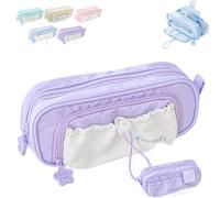 Générique Rosy Posy Pencil Case, Kawaii Pencil Case Counting Stars Large Capacity Drawstring Pen Pouch Multi-Pocket, Waterproof (Purple)