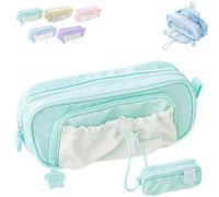 Générique Rosy Posy Pencil Case, Kawaii Pencil Case Counting Stars Large Capacity Drawstring Pen Pouch Multi-Pocket, Waterproof (Green)