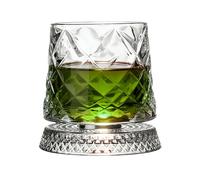 Générique Rotatable Whiskey Glass - 3.93 Inch Bourbon Cup | Base Design with Coaster Thick Glass | Whiskey Tasting Old Fashioned Coffee Drinking for Home Bar Family Gatherings