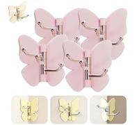 Générique Rotating Butterfly Adhesive Wall Hooks,Cute No-Drill 3-Prong Swivel Hangers with 270° Adjustable Wings,Waterproof Self Corner Stick-on Hooks for Bathroom,Kitchen,Home Organization，4Pink