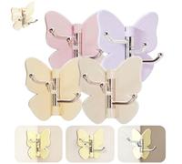 Générique Rotating Butterfly Adhesive Wall Hooks,Cute No-Drill 3-Prong Swivel Hangers with 270° Adjustable Wings,Waterproof Self Corner Stick-on Hooks for Bathroom,Kitchen,Home Organization，4MIX
