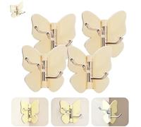 Générique Rotating Butterfly Adhesive Wall Hooks,Cute No-Drill 3-Prong Swivel Hangers with 270° Adjustable Wings,Waterproof Self Corner Stick-on Hooks for Bathroom,Kitchen,Home Organization，4Yellow