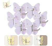 Générique Rotating Butterfly Adhesive Wall Hooks,Cute No-Drill 3-Prong Swivel Hangers with 270° Adjustable Wings,Waterproof Self Corner Stick-on Hooks for Bathroom,Kitchen,Home Organization，6Purple
