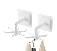 Générique Rotating Folding Hook - 2x Folding Shower Hanger 360 Degree Rotating, Utensil Rack With 6 Claws, Wall Mount Kitchen Hook | Multifunctional Utensils Organizer for Kitchen Bathroom Towels