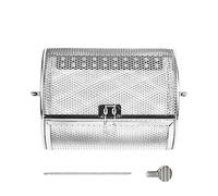 Générique Rotating Grill Basket, Wind-Up BBQ Rolling Cage, Stainless Steel Outdoor Cooking Basket with Locking Lid, Ideal for Chicken Wings, Veggies, Seafood, Camping, Picnic, and BBQ