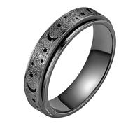 Générique Rotating Ring Spinner, Calm Focus Finger Jewelry Accessory, 2.1cm Fidget Ring with Smooth Rotation, Alloy Rings, Spinner Rings with Star Moon Design, Meditation Jewelry
