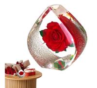 Générique Rote Rose - Aus Harz,Echte Rosen, Kunstharz, Kunsthandwerk, Kunstharz-Souvenir | Tragbare Schreibtischdekoration, Für Immer Sichere Rosen Für Geburtstag, Hochzeit, Valentinstag, Einw