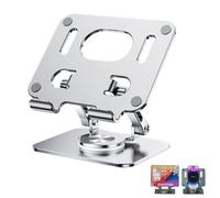 Générique Rotiva Rotating Stand for Laptop, Adjustable 360° Rotating Base, Foldable & Portable Laptop Stand, for Tablets,Laptops and Phones (Silver)