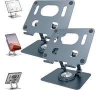 Générique Rotiva Rotating Stand for Laptop, with 360 Rotating Base, Ergonimic Foldable Laptops Riser, Folding Hollow Cooling Aluminum Alloy Desktop Tablet Holder for Desk (Gray * 2)