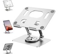 Générique Rotiva Rotating Stand for Laptop, with 360 Rotating Base, Ergonimic Foldable Laptops Riser, Folding Hollow Cooling Aluminum Alloy Desktop Tablet Holder for Desk (Silver)