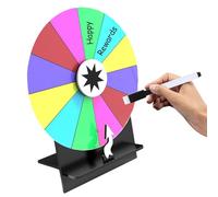Générique Roue De La Fortune avec Support,Plateau Tournant 30 cm - Plateau de Roulette à 12 Cases avec Effaçable et Marqueur pour Soirées Familiales Carnavals Événements Scolaires et Collectifs