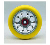Générique Roue Trotinette Freestyle AntidéRapant 1pcs Scooter 100mm Roues à Haute résistance l'usure élastique Roulements Base de roulement Rouleaux Ski(Yellow PU 100mm M)