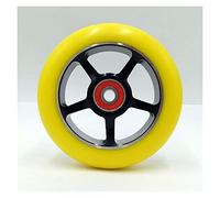 Générique Roue Trotinette Freestyle AntidéRapant 1pcs Scooter 100mm Roues à Haute résistance l'usure élastique Roulements Base de roulement Rouleaux Ski(Yellow PU 100mm 5X)