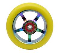 Générique Roue Trotinette Freestyle AntidéRapant 2pcs Alliage d'aluminium 100/110mm Scooter avec roulement Coup de Pied Scooters Pièces Scooter Roues Accessoires(Yellow PU 100mm)