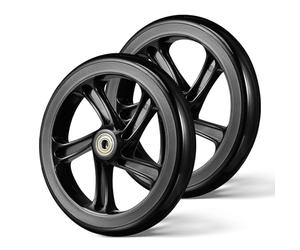 Générique Roues Flexibles de Trottinette 175 MM en PU Lot de 2 Double Roulement pour Trottinette Électrique et Fauteuil Roulant Déplacements Quotidiens Noir