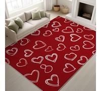 Générique Rouge 120 x 160 cm Doux Tapiss Minimaliste Imprimé Tapis Contour de Cœur Blanc Motif sans Couture Lavable Doux Romantique Tapis de Antidérapant pour Saint-Valentin Chambre d'enfant Chambre