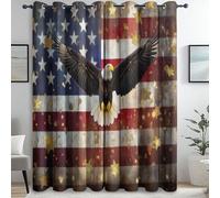 Générique Rouge Blanc Rideaux à œillets, Occultants Thermiques Moderne modèle Oiseaux du Drapeau Américain Rideaux Imprimé, 110L X 215H cm (2 Panneaux) pour Salon Chambre Fenetre