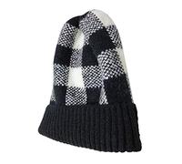 Générique Rouge Et Noir Bonnet en Doux et Chaud doublé d'une Brosse d'hiver Bonnet Nuit Satin Cheveux (Black, One Size)