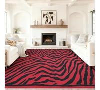 Générique Rouge Et Noir Tapis 60 x 120 cm, Minimaliste Mode Rayures Rayures Zébrées Tapis de Jeu Doux et Antidérapant pour Chambre Bébé & Ados, Lavable en Machine, Idéal pour Coin Lecture & Crèche