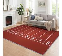 Générique Rouge Piste Tapis Salon 140x200 cm, Lavable en Machine | Interieur Poil Ra Antidérapant Tapis, Sports Athlétisme Moderne pour Chambre Manger Bureau Cuisine