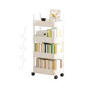 Générique Roulant de Stockage, de Rangement pour Livres, Étagère roulante avec Roues et Crochets, à collations à 3/4 Niveaux, Organisateur de Rangement Mobile pour l'organisation de la m