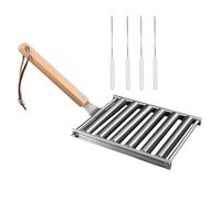 Générique Rouleau À Saucisses | Rouleau À Hot Dogs pour Barbecue avec Manche en Bois | Accessoires De Cuisson pour Chauffage Uniforme Utilisables en Camping Et Fête