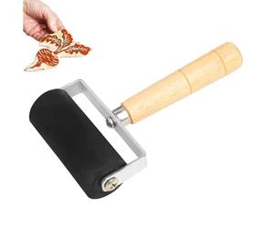 Générique Rouleau Caoutchouc,Tampon Encreur avec Manche en Bois - Pinceau et Applicateur d'encre pour Scrapbooking, Impression, Papier et Création