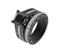 Générique Rouleau Cerceau Anneaux Carré Noir Blanc Couleur Cubique De Mariée Strass Bague De Fiançailles Plein Solitaire Anneau 5 12 Baguier Jouets Anneaux (Black, 12)