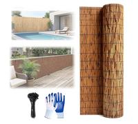 Générique Rouleaux Canisse Bambou Brise Vue Jardin Extérieur Clôture D'intimité Naturelle Occultant pour Terrasse Patio avec Attaches De Fixation 50cm 60cm 70cm 80cm 100cm Hauteur(Brun,140x450cm)