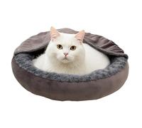 Générique Round Cat Bed, Dog Warm Bed, 23.62x23.62x5.51in with Cover Cave, Coved Pet Beds, Cozy Sleeping Spot for Kittens & Puppies, Outdoor Use, Travel, Winter, Restful Sleep, Relaxation