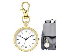 Générique Round Key Chain Clip, Pocket Watch, 3.23x1.57x0.28in Quiet Analog Clock, Unisex Design, Metal Construction for Home, Workplace, School, Travel, Outdoor Activities, Backpack, Men