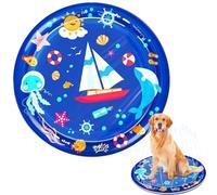 Générique Round Pet Water Fountain Mat - 100cm Water Mat for Cats | Pet Fountain Wâter Play Mats | Non-Slip Interactive Pets Sprinkler Pad for Pool, Playground, Outdoors, Indoors, Gym