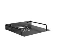 Générique Router Rack - Space Aluminum 23x16cm | Wall-Mounted Single-Layer Storage Organizer | Black Router Storage Tray for Cable Management, Alarm Clock, and Home Office Accessories