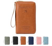 Générique Rowgins Multi-Functional RFID Passport Wallet, Anti Theft Passport Holder, Travel Wallet for Men & Women Passport Holder for Travel Essentials, for Credit Cards, Tickets, and Cash (Brown)