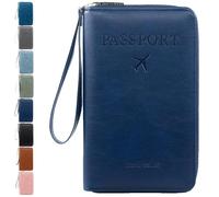 Générique Rowgins Multi-Functional RFID Passport Wallet, Multiple Passport Holder for Travel Essentials - Wallet Cover Case (Dark Blue)