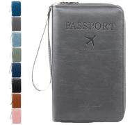 Générique Rowgins Multi-Functional RFID Passport Wallet, Multiple Passport Holder for Travel Essentials - Wallet Cover Case (Gray)