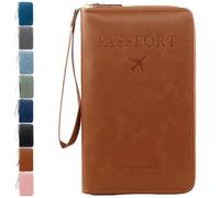 Générique Rowgins Multi-Functional RFID Passport Wallet, Multiple Passport Holder for Travel Essentials - Wallet Cover Case (Light Brown)