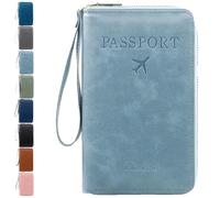 Générique Rowgins Multi-Functional RFID Passport Wallet, Multiple Passport Holder for Travel Essentials - Wallet Cover Case (Sky Blue)