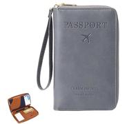 Générique Rowgins Multi-Functional RFID Passport Wallet, Passport Holder for Travel Essentials, Travel Passport Holder for Men & Women, Secure ID Card Organizer with Anti-Theft Protection (Gray)