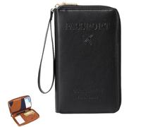Générique Rowgins Multi-Functional RFID Passport Wallet, Passport Holder for Travel Essentials, Travel Passport Holder for Men & Women, Secure ID Card Organizer with Anti-Theft Protection (Black)