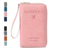 Générique Rowgins Multi-Functional RFID Passport Wallet,Passport Holder for Travel Essentials Women & Men,Wallet Cover Case - Secure Id Card Organizer with Anti-Theft Protection (Pink)