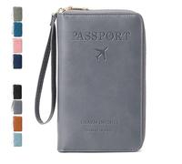 Générique Rowgins Multi-Functional RFID Passport Wallet,Passport Holder for Travel Essentials Women & Men,Wallet Cover Case - Secure Id Card Organizer with Anti-Theft Protection (Grey)