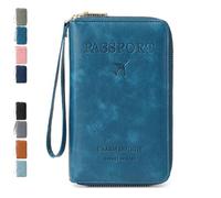Générique Rowgins Multi-Functional RFID Passport Wallet,Passport Holder for Travel Essentials Women & Men,Wallet Cover Case - Secure Id Card Organizer with Anti-Theft Protection (Peacock Blue)