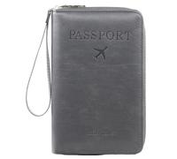 Générique Rowgins Multi-Functional RFID Passport Wallet, Travel Passport Holder for Men & Women, Secure Id Card Organizer with Anti-Theft Protection for Credit Cards, Tickets, and Cash (Gray)