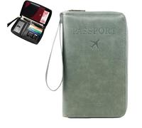 Générique Rowgins Multi-Functional RFID Passport Wallet, Travel Passport Holder for Men & Women, Secure ID Card Organizer with Anti-Theft Protection, Card Organizer for Men Women (Green)