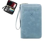 Générique Rowgins Multi-Functional RFID Passport Wallet, Travel Passport Holder for Men & Women, Secure ID Card Organizer with Anti-Theft Protection, Card Organizer for Men Women (Blue B)