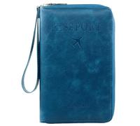 Générique Rowgins Multi-Functional RFID Passport Wallet, Travel Passport Holder for Men & Women, Secure Id Card Organizer with Anti-Theft Protection for Credit Cards, Tickets, and Cash (Peacock Blue)
