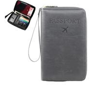 Générique Rowgins Multi-Functional RFID Passport Wallet, Travel Passport Holder for Men & Women, Secure ID Card Organizer with Anti-Theft Protection, Card Organizer for Men Women (Grey)